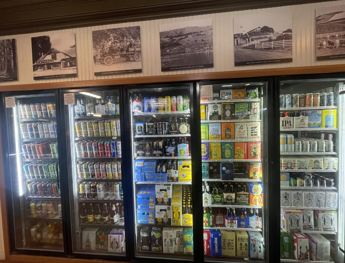 Beer and canned drink coolers inside the market