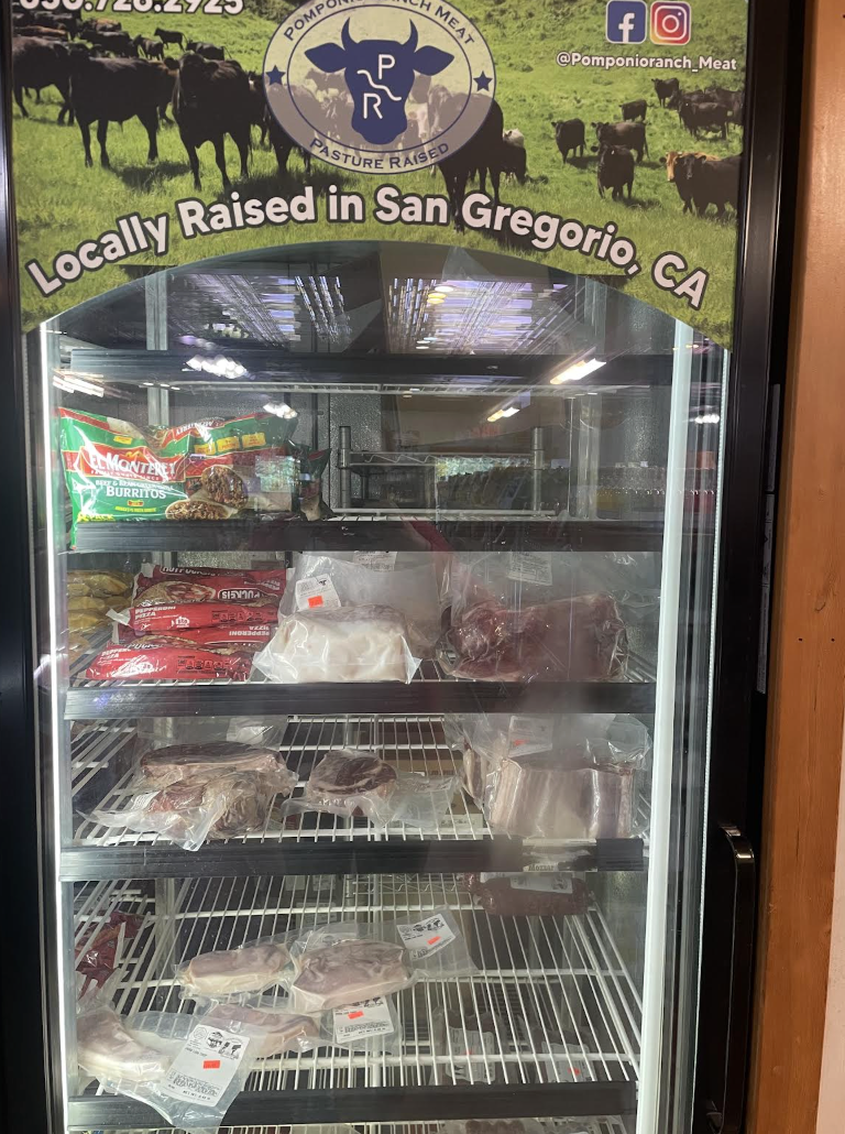 Local meat selection in the refrigerated freezer